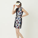 【 SALE 】 LOUDMOUTH ( ラウドマウス ) レディース ワンピース プレミアムカノコ素材 切替 ネオンレオパード | 吸汗速乾 | UV | ゴルフ | ゴルフウェア | 可愛い | 763666 | らうどまうす