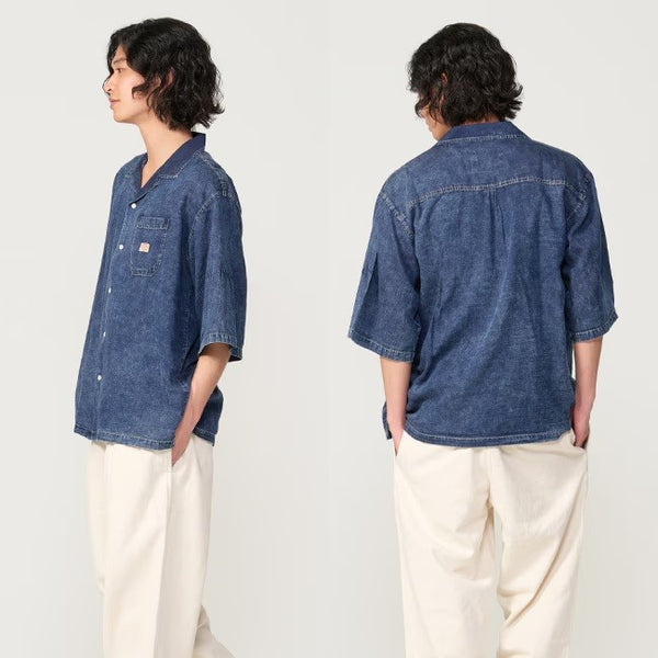 KRIFF MAYER ( クリフメイヤー ) エアーライトデニム開襟半袖シャツ | MENS | 2555108 | シャツ | デニムシャツ | 半袖 | 軽い | 軽量 | 風通しが良い | オシャレ | くりふめいやー | カジュアル
