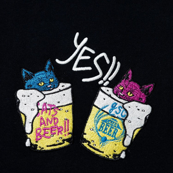 go slow caravan ( ゴースローキャラバン ) 空紡糸裏毛 猫と麦酒 ヘムスピンドルクルースウェット | MENS | WOMENS | メンズ | レディース | トップス | 長袖 | ウェア | 可愛い | オシャレ | 352608