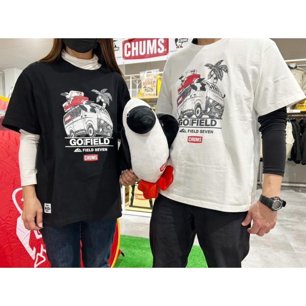 CHUMS × FIELD SEVEN 5th Anniversary Tシャツ ブラック | 黒色 | 半袖 | 半袖シャツ | コラボ | チャムス | ちゃむす | フィールドセブン | 夏服 | アパレル | 吸水 | 通気性 | 綿100% | 快適