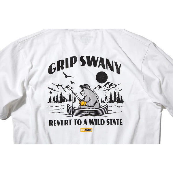 GRIP SWANY ( グリップスワニー ) 【 GSMCT0013 】 BEAR PRINT TEE | シャツ | 半袖 | 夏服 | 半袖シャツ | 半袖Tシャツ | Tシャツ | ホワイト | 白色 | 綿100% | バックプリント | クマ | 熊 | アウトドア | ぐりっぷすわにー