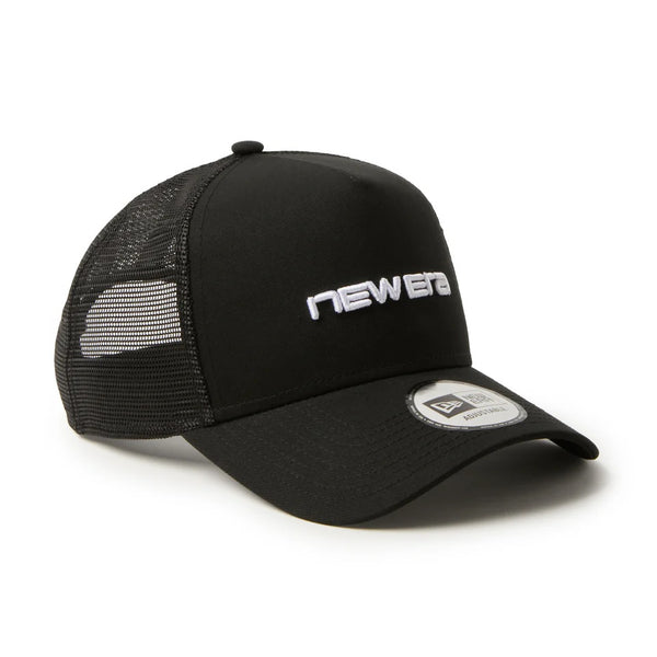 NEW ERA ( ニューエラ ) 9FORTY A-Frame トラッカー リニアロゴ ブラック/ホワイト | 帽子 | キャップ | サイズ調整 | 日よけ | オシャレ | 綿 | メッシュ | スナップバック | ユニセックス | 定番 | 14942622 | にゅーえら