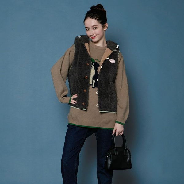 KRIFF MAYER ( クリフメイヤー ) シャギーボアボタンフードベスト | ベスト | LADYS | レディース | W2514408 | 冬 | 暖かい | もこもこ | アウター | シャギーボア | フード付 | 可愛い | オシャレ | くりふめいやー | 防寒