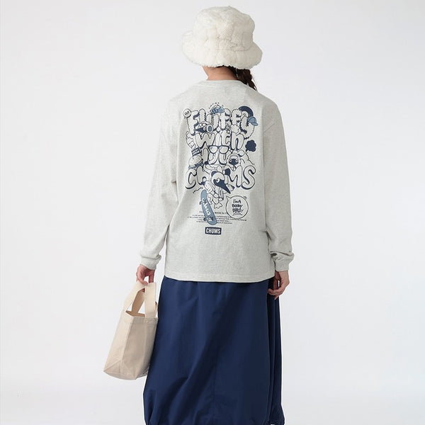 CHUMS ( チャムス ) フラッフィーポケットブラッシュドロングスリーブTシャツ 長袖Tシャツ ロンT 長袖カットソー メンズ レディース ユニセックス トップス ブラッシュド フラッフィー ポケット付き クルーネック カジュアル アウトドア キャンプ 秋冬 CH01-2880