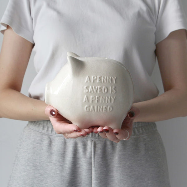 DETAIL ( ディテール ) Crackle Piggy Bank | クラックル ピギー バンク | ぽってり | ヴィンテージ | ブタの貯金箱 | 貯金箱 | 陶器 | インテリア | 可愛い | シンプル | プレゼント | ギフト | 3724P | 白色 | ホワイト | でぃてーる