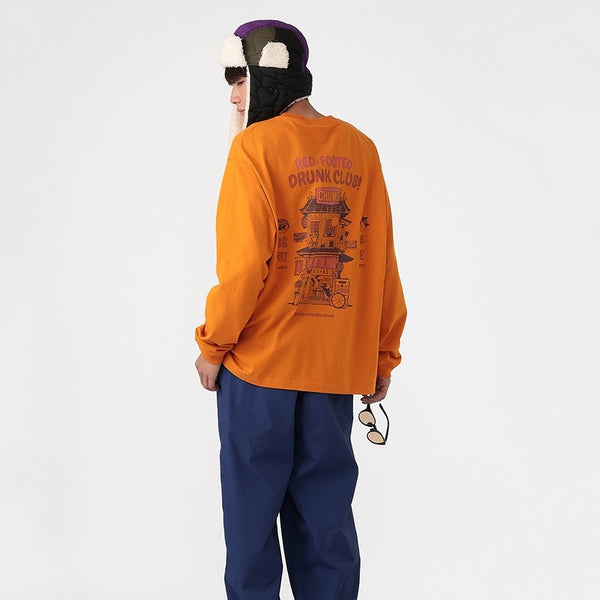 CHUMS ( チャムス ) アカアシサカバブラッシュドロングスリーブTシャツ 長袖Tシャツ ロンT メンズ レディース オーバーサイズ カジュアル アウトドア キャンプ トップス コットン 綿100% ブービーバード アカアシサカバ 秋冬 春 トレーナー