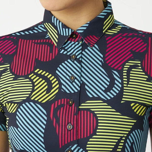 【 SALE 】 LOUDMOUTH ( ラウドマウス ) レディース プレミアムカノコ 柄ワンピース ライトニングハーツ | ゴルフ | ゴルフウェア | 可愛い | ワンピース | 吸汗速乾 | UV | 接触冷感 | 764653 | らうどまうす