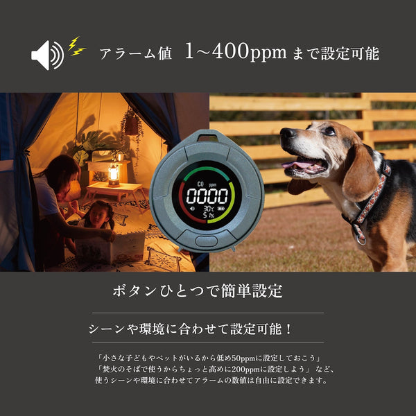 沢田テント 日本製センサー搭載 一酸化炭素チェッカー | アウトドア | キャンプ | 冬キャンプ | 車中泊 | 災害時 | アラーム | スヌーズ | 吊り下げ | マグネット | 卓上 | 不完全燃焼対策 | 防災 | 防災グッズ | SW-COJ1