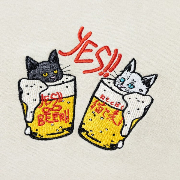 go slow caravan ( ゴースローキャラバン ) 空紡糸裏毛 猫と麦酒 ヘムスピンドルクルースウェット | MENS | WOMENS | メンズ | レディース | トップス | 長袖 | ウェア | 可愛い | オシャレ | 352608