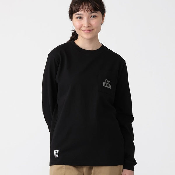 CHUMS ( チャムス ) ブービーフェイスポケットブラッシュドロングスリーブTシャツ 長袖Tシャツ ロンT メンズ レディース ユニセックス ブービーバード ポケットTシャツ コットン 綿100％ ブラッシュド 裏起毛風 秋冬 春 トップス カジュアル タウンユース 普段着 CH01-2670