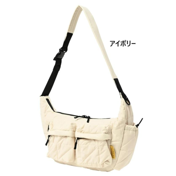 KiU ( キウ ) スクエアパデッド ダブルポケットショルダーバッグ K576 ショルダーバッグ 斜めがけ バッグ 8L 撥水 はっ水 キルティング メンズ レディース ユニセックス 多収納 ダブルポケット ドリンクポケット ファスナーポケット スクエア型 カジュアル おしゃれ