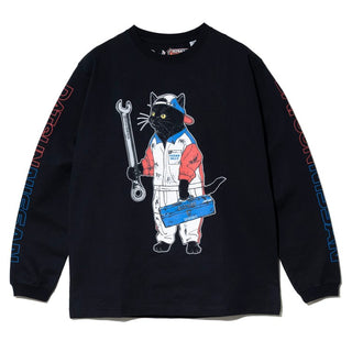 go slow caravan ( ゴースローキャラバン ) 【 NISSAN×go slow caravan 】 超ヘビーUSA/CRALLYメカニック猫ロングスリーブTEE | MENS | メンズ | トップス | ウェア | ロンT | 長袖 | Tシャツ | 綿100％ | 351951 | ごーすろーきゃらばん