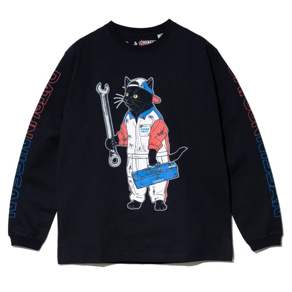 go slow caravan ( ゴースローキャラバン ) 【 NISSAN×go slow caravan 】 超ヘビーUSA/CRALLYメカニック猫ロングスリーブTEE | MENS | メンズ | トップス | ウェア | ロンT | 長袖 | Tシャツ | 綿100％ | 351951 | ごーすろーきゃらばん