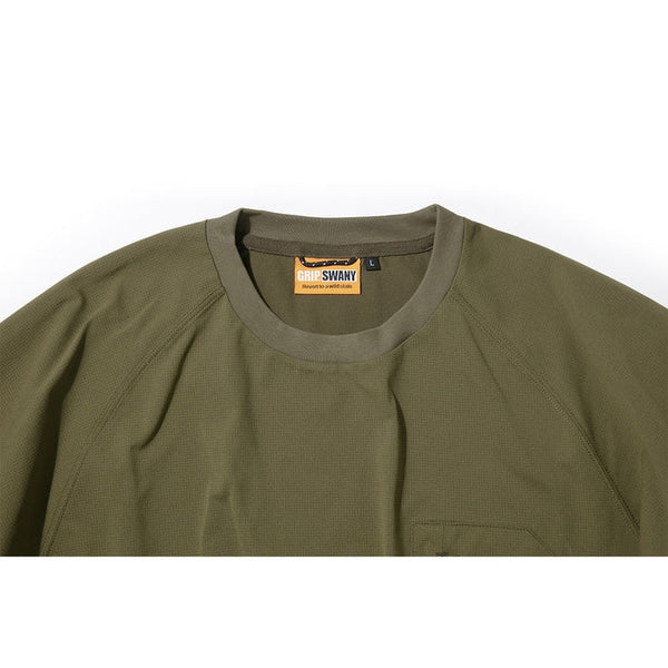 GRIP SWANY ( グリップスワニ－ ) 【 GSMCT0005 】 GS AIRFLOW TEE | シャツ | 半袖シャツ | 半袖 | アウトドア | キャンプ | シンプル | Tシャツ | 速乾 | 伸縮 | ドローコード | ポケット | ぐりっぷすわにー | 夏服