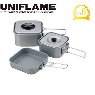 UNIFLAME ( ユニフレーム ) 山クッカー角型3  クッカー  アウトドア  キャンプ  調理器具  セット お鍋  フライパン  料理  調理  コンパクト  登山  ソロキャンプ  667705  ソロクッカー  ゆにふれーむ