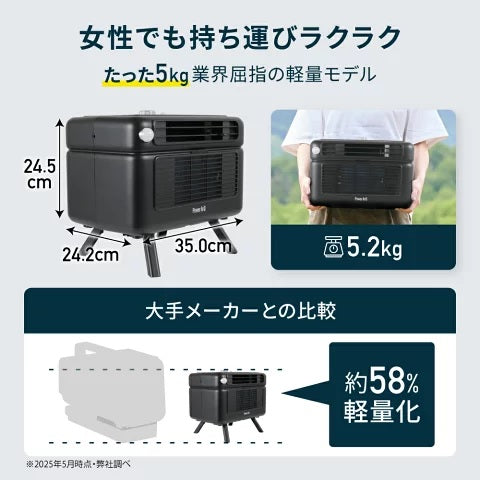 PowerArQ ( パワーアーク ) Point Cooler ポイントクーラー | ポータブルクーラー | ポータブルエアコン | 1800BTU (0.5kW) 冷風・送風・除湿 3in1 | 静音 | 省エネ | 小型 | スポットクーラー | 車中泊 | キャンプ | テント | 熱中症対策 | 軽い | 猛暑対策 | 冷却