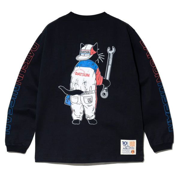 go slow caravan ( ゴースローキャラバン ) 【 NISSAN×go slow caravan 】 超ヘビーUSA/CRALLYメカニック猫ロングスリーブTEE | MENS | メンズ | トップス | ウェア | ロンT | 長袖 | Tシャツ | 綿100％ | 351951 | ごーすろーきゃらばん
