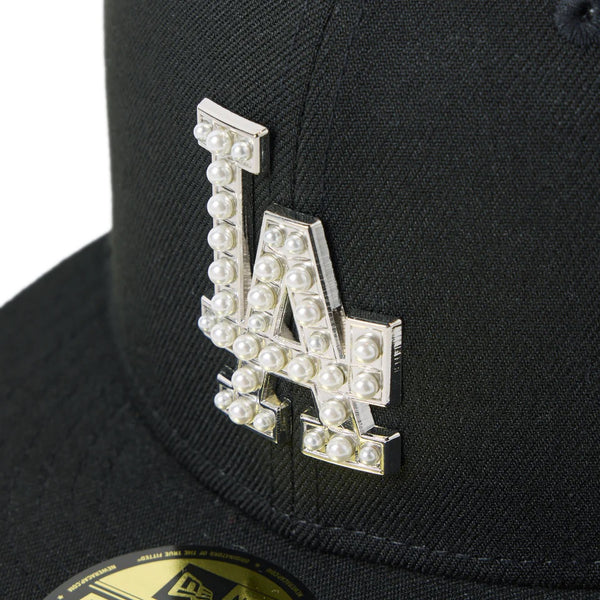NEW ERA ( ニューエラ ) 59FIFTY MLB パール バッジ Pearl Badge ロサンゼルス・ドジャース ブラック | 帽子 | キャップ | ポリエステル | ユニセックス | フラットバイザー | 14745166 | お出かけ | オシャレ | 野球帽 | にゅーえら