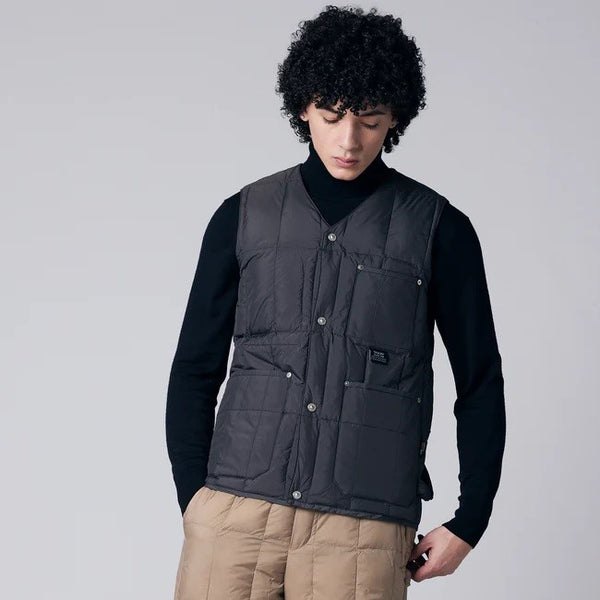 TAION ( タイオン ) ワーク Vネックボタン ダウンベスト | ベスト | 軽い | インナー | ダウン | 軽量 | 暖かい | 防寒 | 秋 | 冬 | シンプル | ブラック | ダークチャコール | TAION-001BWK | アウトドア | キャンプ | レジャー | たいおん