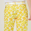 【 SALE 】 LOUDMOUTH ( ラウドマウス ) メンズ ショートパンツ | ツイル素材 | キッス柄 | イエロー | 吸汗速乾 | UV | 接触冷感 | ハーフパンツ | ゴルフ | ウェア | 半ズボン | アウトドア | レジャー | 動きやすい | 763305 | らうどまうす