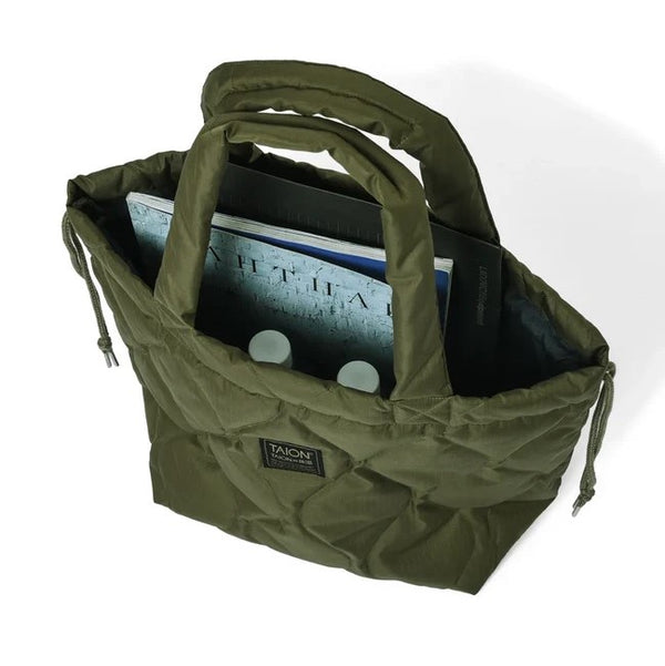 TAION ( タイオン ) ミリタリー ダウントートバッグM | トートバッグ | 通勤 | オシャレ | シンプル | 定番 | バッグ | カバン | ダウン | 巾着バッグ | 2way | キルト | 洗濯可 | ユニセックス | TAION-TT02ML-1-M