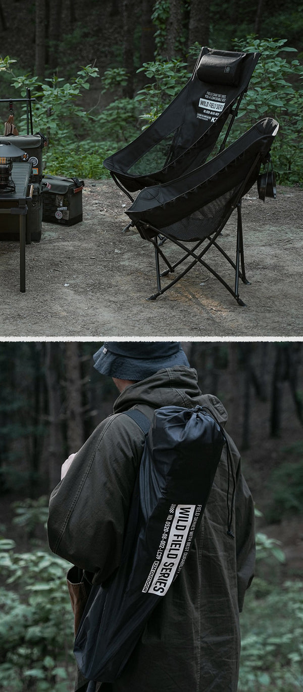 KZM OUTDOOR（ カズミ アウトドア ）フィールドトレッカーチェアロー ブラック  キャンプ レジャー椅子 リラックス 軽量 おしゃれ 収納バッグ付き K23T1C05