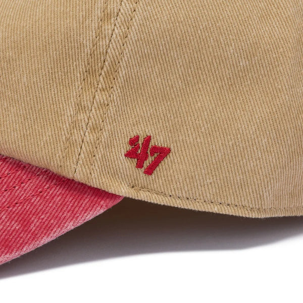 ’47 ( フォーティーセブン ) ’47クリーンナップ ニューヨーク・ヤンキース Eldin カーキ × レッド | 帽子 | キャップ | ヴィンテージ | 柔らかい | アジャスタブルキャップ | 定番 | ウォッシュド加工 | フィット感 | 14858325 | コットン