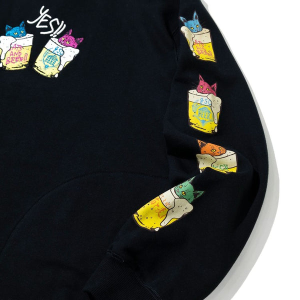 go slow caravan ( ゴースローキャラバン ) 空紡糸裏毛 猫と麦酒 ヘムスピンドルクルースウェット | MENS | WOMENS | メンズ | レディース | トップス | 長袖 | ウェア | 可愛い | オシャレ | 352608