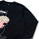 go slow caravan ( ゴースローキャラバン ) USA/C シネマ猫ロングスリーブ TEE | MENS | WOMENS | ユニセックス | メンズ | レディース | 長袖 | 猫 | ネコ | ポップコーン | Tシャツ | 綿 | カジュアル | 361903 | ごーすろーきゃらばん