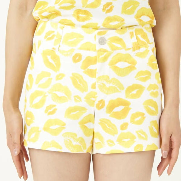 【 SALE 】 LOUDMOUTH ( ラウドマウス ) レディース ショートパンツ | 接触冷感 | ツイル素材 | キッス柄 | ターコイズ | 吸汗速乾 | UV | ゴルフ | ゴルフウェア | ショーパン | 763355 | らうどまうす