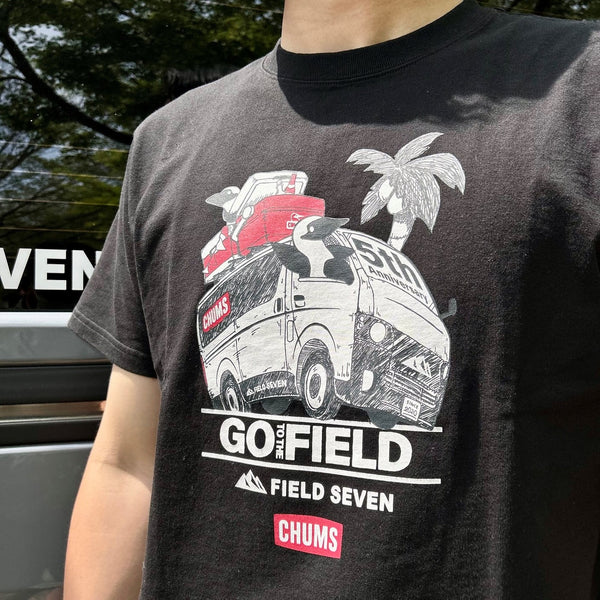 CHUMS × FIELD SEVEN 5th Anniversary Tシャツ ホワイト | ブラック | 白色 | 黒色 | 半袖 | 半袖シャツ | コラボ | チャムス | ちゃむす | フィールドセブン | 夏服 | アパレル | 吸水 | 通気性 | 綿100% | 快適