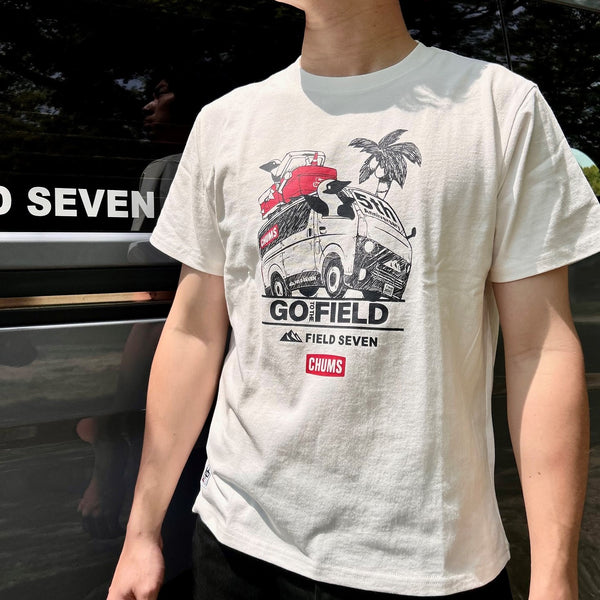 CHUMS × FIELD SEVEN 5th Anniversary Tシャツ ホワイト | ブラック | 白色 | 黒色 | 半袖 | 半袖シャツ | コラボ | チャムス | ちゃむす | フィールドセブン | 夏服 | アパレル | 吸水 | 通気性 | 綿100% | 快適