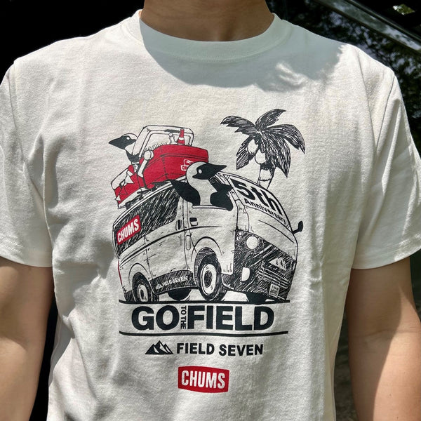 CHUMS × FIELD SEVEN 5th Anniversary Tシャツ ホワイト | ブラック | 白色 | 黒色 | 半袖 | 半袖シャツ | コラボ | チャムス | ちゃむす | フィールドセブン | 夏服 | アパレル | 吸水 | 通気性 | 綿100% | 快適