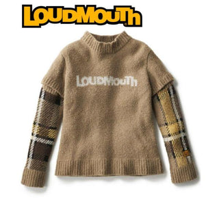 LOUDMOUTH ( ラウドマウス ) レディース ツイード調蓄熱ニット アームカバー付き | 半袖ニット | ブラウン | ゴルフ | ウェア | アパレル | 可愛い | オシャレ | 774751