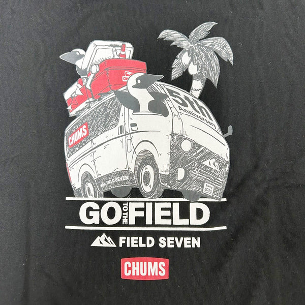 CHUMS × FIELD SEVEN 5th Anniversary Tシャツ ブラック | 黒色 | 半袖 | 半袖シャツ | コラボ | チャムス | ちゃむす | フィールドセブン | 夏服 | アパレル | 吸水 | 通気性 | 綿100% | 快適