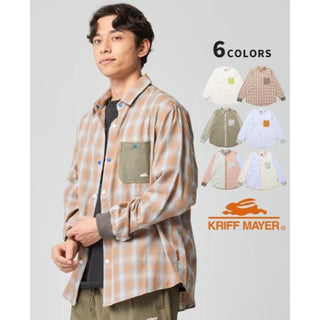 KRIFF MAYER ( クリフメイヤー ) 袖リブハッピーシャツ | MENS | 2536301 | 長袖シャツ | 長袖 | ウェア | メンズ | 春 | ストライプ | チェック | トップス | インナー | アウトドア | お出かけ | 胸ポケット | くりふめいやー | カジュアル