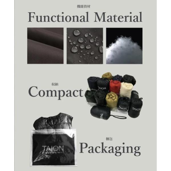 TAION ( タイオン ) ワーク Vネックボタン ダウンベスト | ベスト | 軽い | インナー | ダウン | 軽量 | 暖かい | 防寒 | 秋 | 冬 | シンプル | ブラック | ダークチャコール | TAION-001BWK | アウトドア | キャンプ | レジャー | たいおん