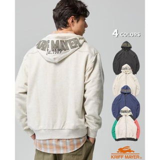 KRIFF MAYER ( クリフメイヤー ) のび～る裏毛フード刺繍パーカー | MENS | 2537802 | パーカー | メンズ | ダブルファスナー | 刺繍 | フード | オシャレ | 裏毛 | 伸びる | 伸縮性 | くりふめいやー