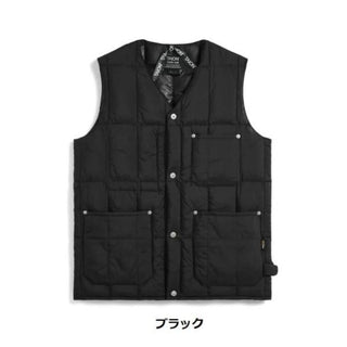TAION ( タイオン ) ワーク Vネックボタン ダウンベスト | ベスト | 軽い | インナー | ダウン | 軽量 | 暖かい | 防寒 | 秋 | 冬 | シンプル | ブラック | ダークチャコール | TAION-001BWK | アウトドア | キャンプ | レジャー | たいおん