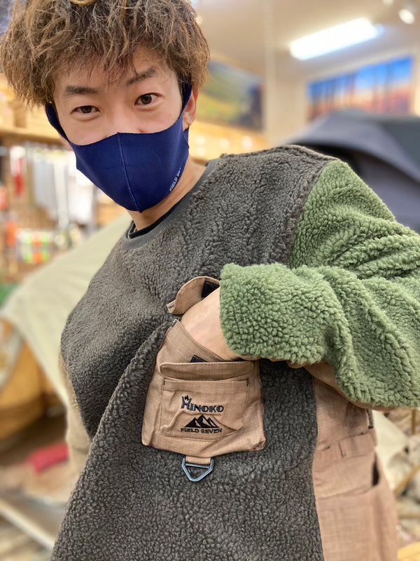 KRIFF MAYER×FIELD SEVENコラボ企画　HINOKOフリースクルーネック MULTI カジュアルトップス アメカジ アウトドアウエア ボアフリース 難燃