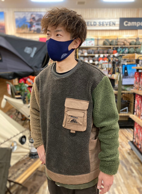 KRIFF MAYER×FIELD SEVENコラボ企画　HINOKOフリースクルーネック MULTI カジュアルトップス アメカジ アウトドアウエア ボアフリース 難燃